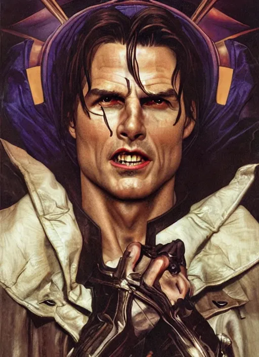 Image similar to renaissance grotesque portrait painting of old angry tom cruise as superman 2 0 7 7, sentry, superior, character redesign by lee bermejo and greg rutkowski and alphonse mucha
