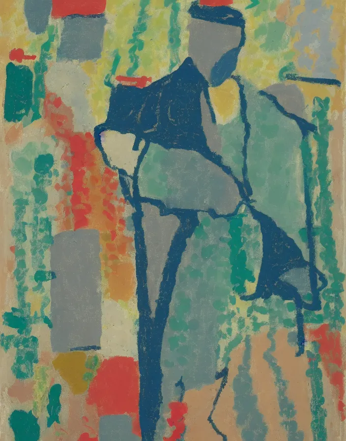 Image similar to a portrait of a character in a scenic environment by Etel Adnan