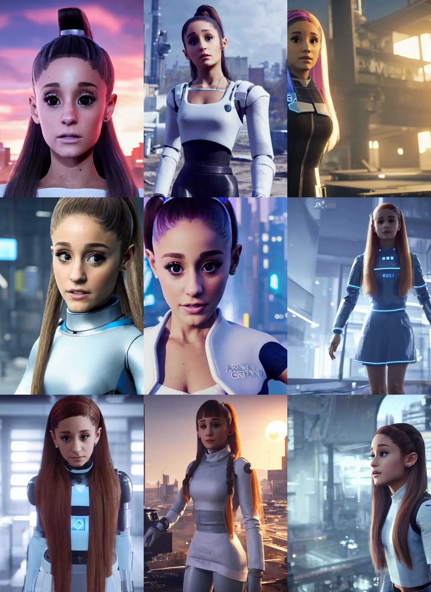 Prompt: a still of ariana grande as an android in detroit : become human, 8 k, hdr, unreal engine