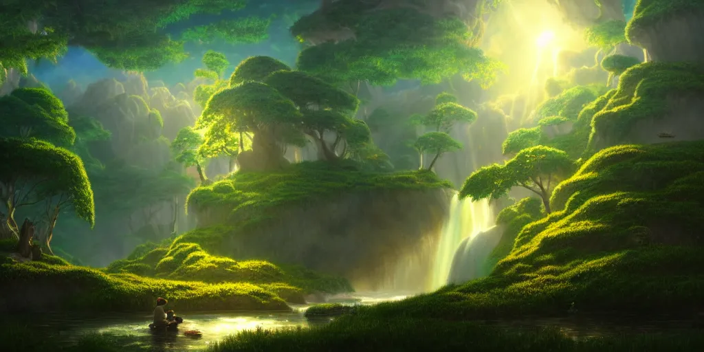 Image similar to reality of failure, learn from falling down, never stop learning, nature unique attractive, beautifully lit, by studio ghibli and albert bierstadt, 8 k volumetric lights unreal engine trending on art station