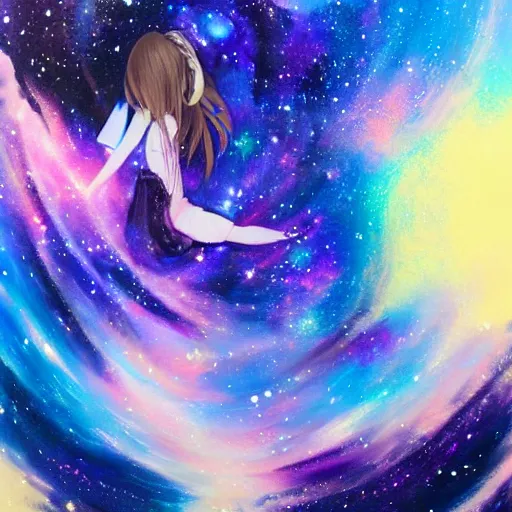 Prompt: galaxy painting of an Anime girl