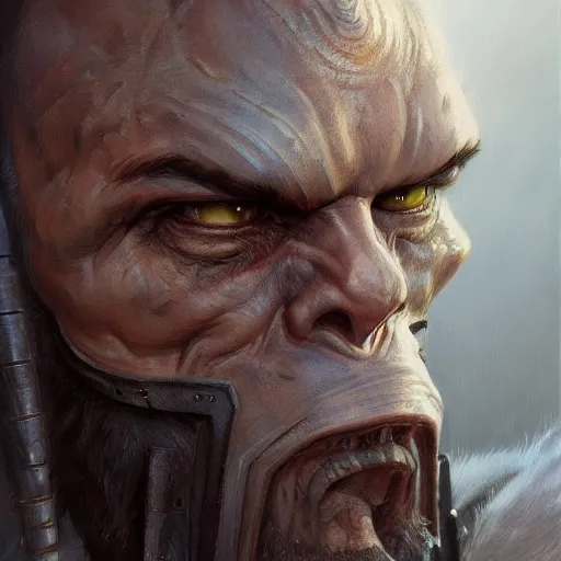 Image similar to the doomslayer as a realistic fantasy d & d character, closeup portrait art by donato giancola and greg rutkowski, realistic face, digital art, trending on artstation