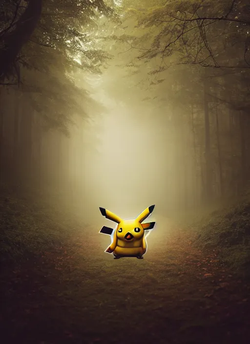 Prompt: Pikachu in forest, Artstation, Confident, fog, rain, volumetric lighting, beautiful, golden hour, sharp focus, ultra detailed, cgsociety by Leesha Hannigan, Ross Tran, Thierry Doizon, Kai Carpenter, Ignacio Fernández Ríos, noir art house, 4k, 35mm, fujifilm