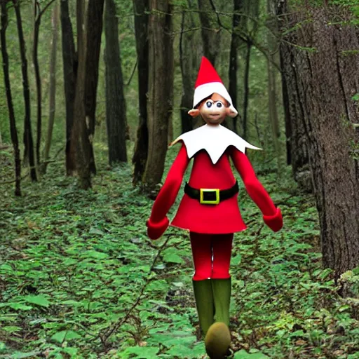 Prompt: an elf walking into the woods