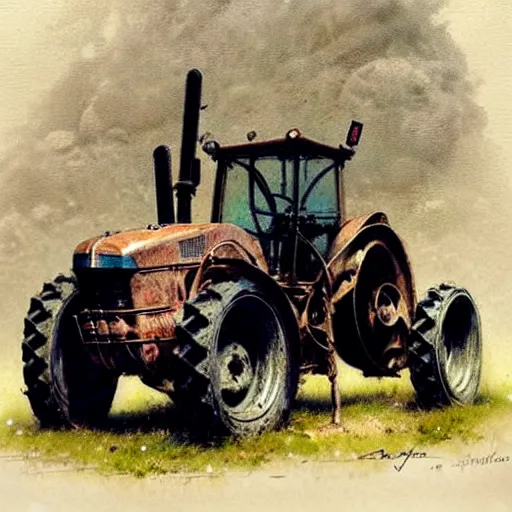 Prompt: ( ( ( ( ( rock farm tractor. muted colors. ) ) ) ) ) by jean - baptiste monge!!!!!!!!!!!!!!!!!!!!!!!!!!!