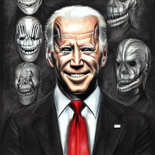 Prompt: anatomical diagram of Joe Biden cenobite, by H.R. Giger and Stephen Gammell and Greg Rutkowski