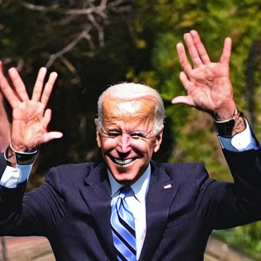 Image similar to joe biden with devil horns