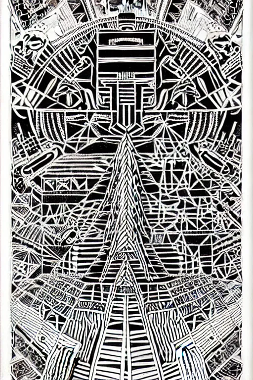 Image similar to a black and white drawing of an ancient future mayan temple mandala cityscape, a detailed mixed media collage by hiroki tsukuda and eduardo paolozzi and moebius, intricate linework, sketchbook psychedelic doodle comic drawing, geometric, street art, polycount, deconstructivism, matte drawing, academic art, constructivism