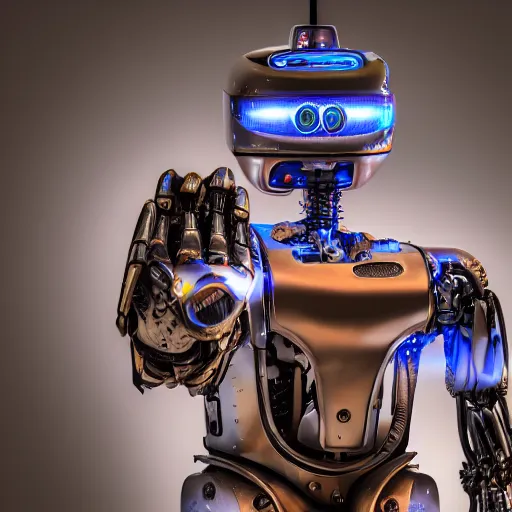 Image similar to photo of a robot painting, beautiful lighting, sharp, details, hyper-detailed, HD, HDR, 4K, 8K