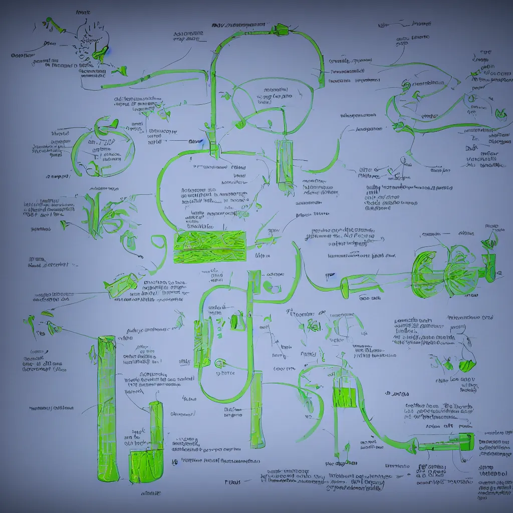 Prompt: Novel design of a photobioreactor with all its measurements detailed. Patented Paper. Nobel Prize Winner. Blueprint