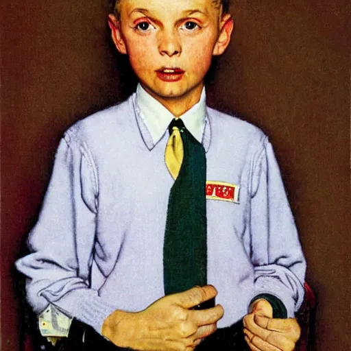 Prompt: sweater, shirt and tie, by norman rockwell