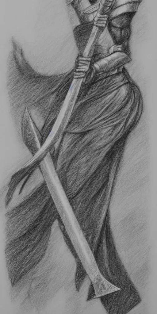 Image similar to pencil drawing of scottish claymore