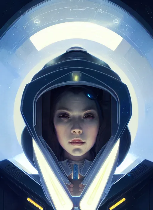 Image similar to symmetry!! portrait of space soldier, tech wear, scifi, glowing lights!! intricate elegant, highly detailed, oil painting, artstation, concept art, smooth, sharp focus, illustration, art by artgerm and greg rutkowski and alphonse mucha