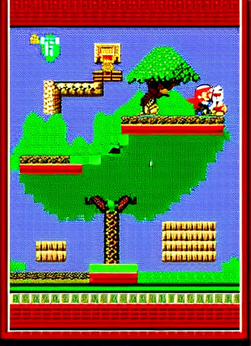 Image similar to eight bit pixel art redwood forest, nintendo, mario world, sonic zone