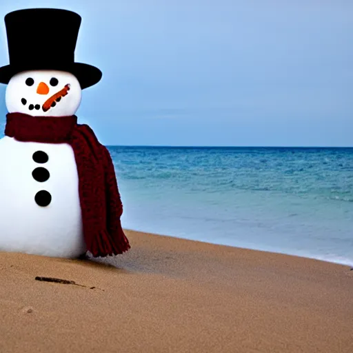 Image similar to snowman on a beach