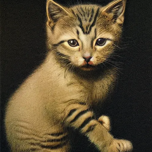 Prompt: portrait of a kitten by zdzisław beksinski