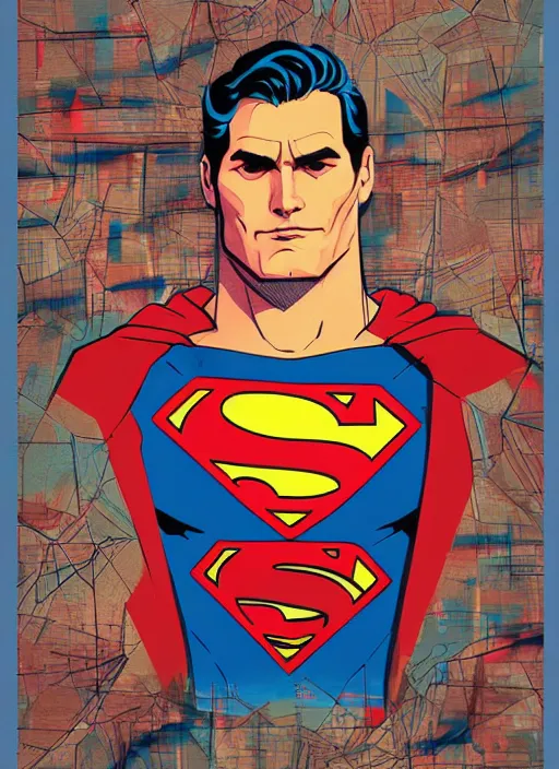 Image similar to symmetry!! portrait of superman by sachin teng, organic, cables, matte painting, geometric shapes, hard edges! graffiti, street art