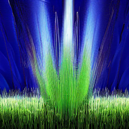 Prompt: cgi liquid drop falling fast metal abstract sculpture mercuryliquid in grass