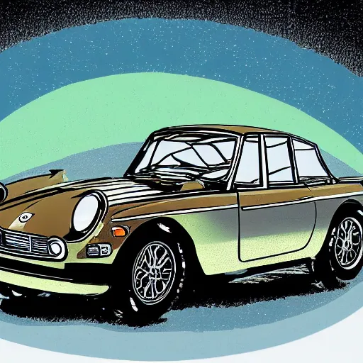 Image similar to illustration of a vintage mgb as an autobot