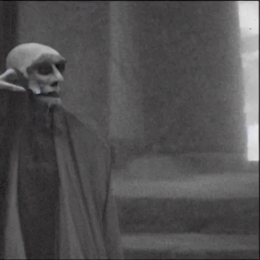 Image similar to nosferatu futuristic dark lost cam footage