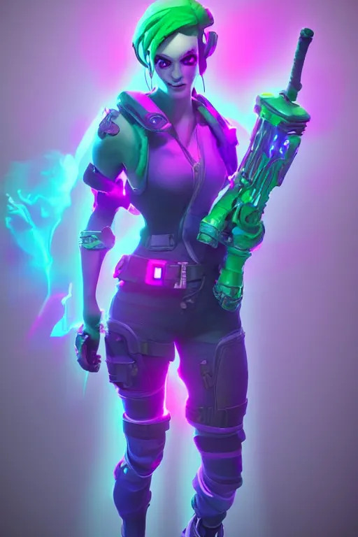 Image similar to fornite lady epic game design fanart by concept artist gervasio canda battle royale kaws radiating a glowing aura global illumination ray tracing hdr render in unreal engine 5