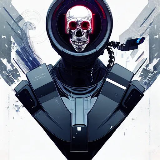 Image similar to a cyberpunk skull, by guweiz and wlop and ilya kuvshinov and artgerm and josan gonzalez, digital art