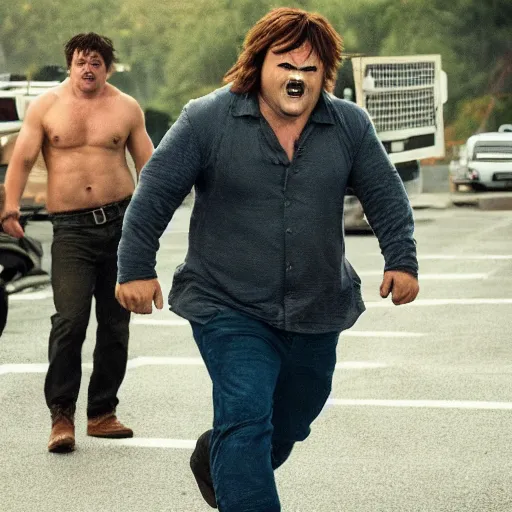 Image similar to movie still of jack black starring as blanka in the 2 0 2 6 live action street fighter movie