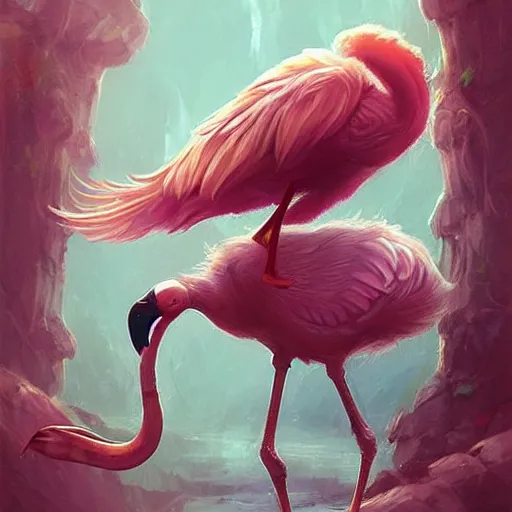 Prompt: cute little anthropomorphic flamingo sentinel wearing floating sandals, tiny, small, miniature animal, baby animal, short, pale blue armor, cute and adorable, pretty, beautiful, DnD character art portrait, matte fantasy painting, DeviantArt Artstation, by Jason Felix by Steve Argyle by Tyler Jacobson by Peter Mohrbacher, cinematic lighting-n 9