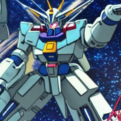 Prompt: Gundam dabbing in space