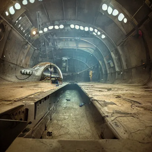 Image similar to Makeshift magical submarine in a dry dock, by Jason Chan