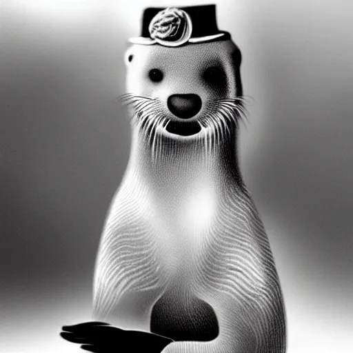 Image similar to hybrid of otter and Grace Kelly, stylized