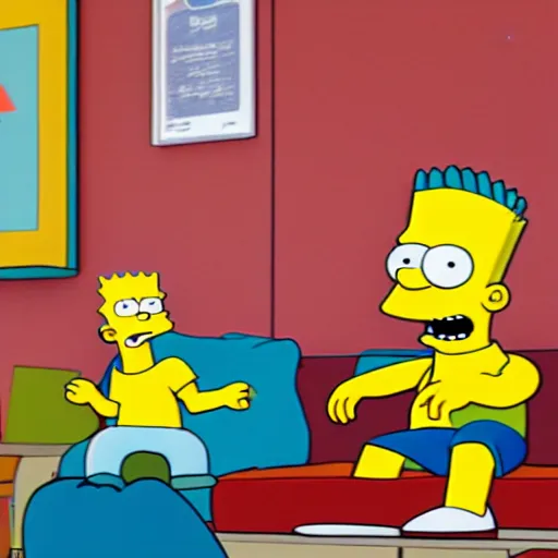 Image similar to bart simpson goes to college in the simpsons Pixar animated, Octane render, directed by alan parker, full HD, cinematic lighting, award winning, anatomically correct