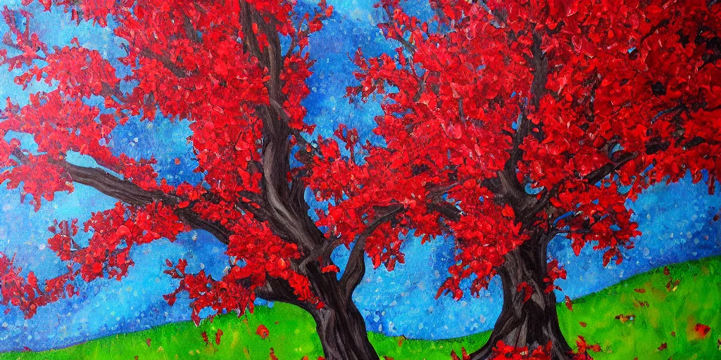 Prompt: detailed painting of a bleeding tree