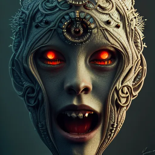 Prompt: terrifying unholy crying ghost, very detailed face, detailed features, fantasy, circuitry, explosion, dramatic, intricate, elegant, highly detailed, digital painting, artstation, concept art, smooth, sharp focus, illustration, art by Gustave Dore, octane render