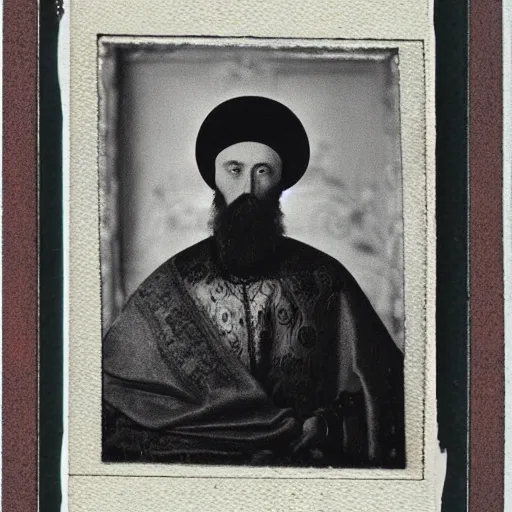 Prompt: portrait of Ivan the Terrible in his palace in Moscow wide angle, high detail, Polaroid , old photo width 768