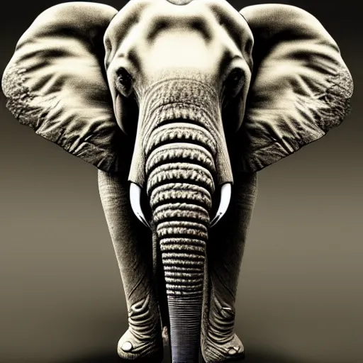 Image similar to a photorealistic elephant posing like a character from JoJo's bizarre adventure