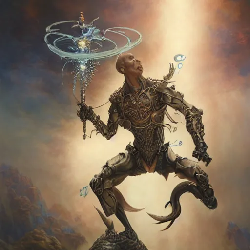 Image similar to shahrukh khan, fantasy character portrait, ultra realistic, wide angle, intricate details, the fifth element artifacts, highly detailed by peter mohrbacher, hajime sorayama, wayne barlowe, boris vallejo, paolo eleuteri serpier