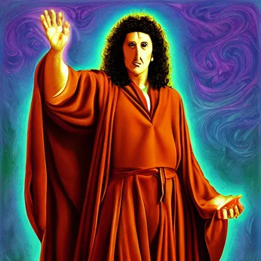 Prompt: weird al as god, infinite, fractal, painting