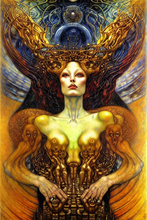 Image similar to Divine Chaos Engine by Karol Bak, Jean Delville, William Blake, Gustav Klimt, and Vincent Van Gogh, symbolist, visionary