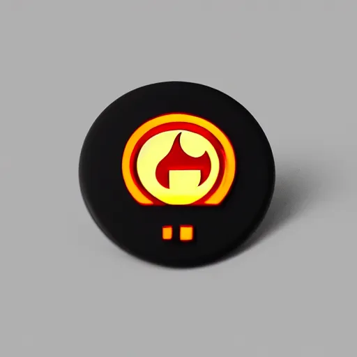 Image similar to a photo of a retro minimalistic clean fire warning enamel pin, studio lighting, behance