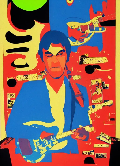 Prompt: a picture of robert forster in alligator ( 1 9 8 0 ), a screenprint by tadanori yokoo, trending on deviantart, naive art, soviet propaganda, 1 9 7 0 s, concert poster