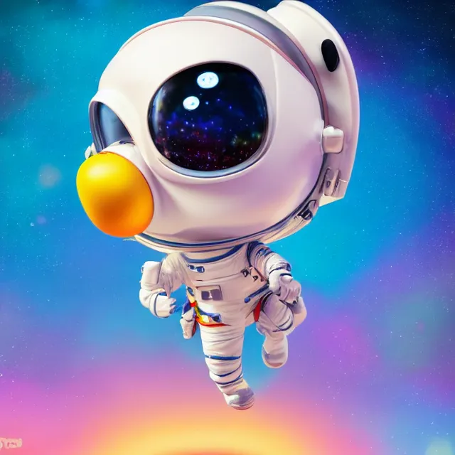 Prompt: a cute astronaut, pixar animation style, soft colors, by jeff koons, by lisa frank, octane render, by takashi murakami, colorful, spectral color, 5 d, ultra - hd, mini, volumetric lighting