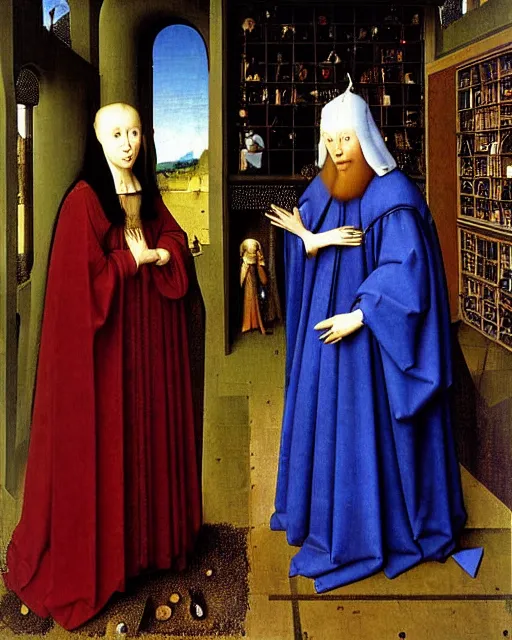 Image similar to The Arnolfini Portrait By Jan van Eyck painting by Hieronymus Bosch