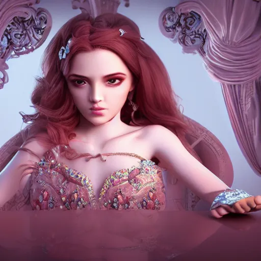 Image similar to wonderful princess of beauty with fair skin, ornate 8 k gorgeous intricate detailed, accent lighting, dramatic light, octane render