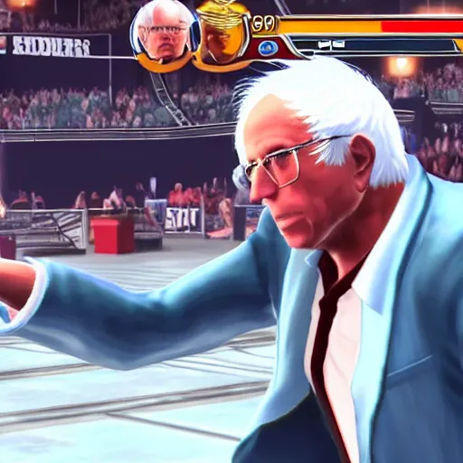 Prompt: Bernie Sanders as a fighter in King of Fighters 15 ultra high quality 4k