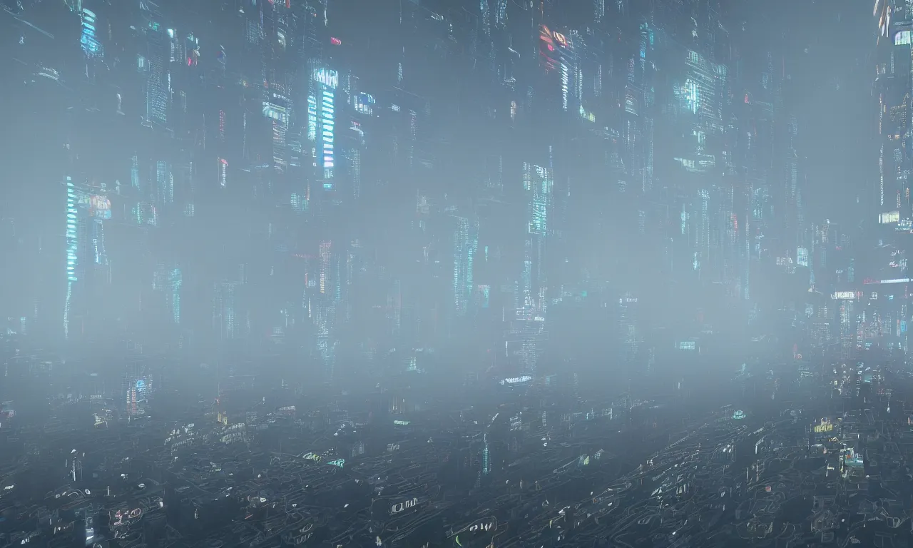 Image similar to reflexion cyberpunk voronoi depth fog