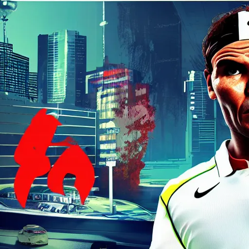 Prompt: Rafael Nadal, GTA V poster