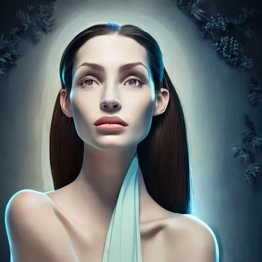 Image similar to the portrait of a ridiculously beautiful and elegant woman with a very large nose, a truly gigantic nose, an ultrafine detailed illustration, intricate linework, bright colors, behance contest winner, vanitas, angular, altermodern, unreal engine 5 highly rendered, global illumination, radiant light, detailed and intricate environment