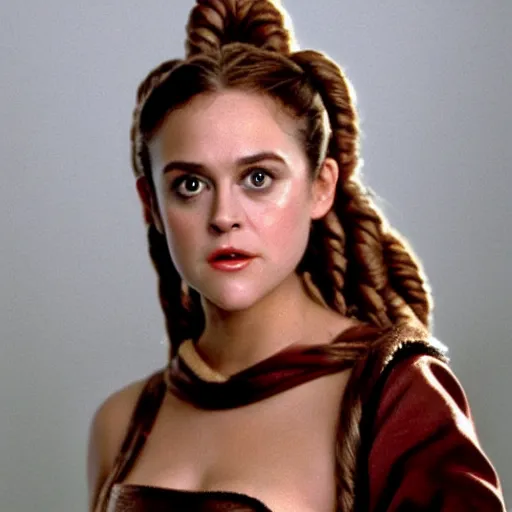 Image similar to hyperrealistic alicia silverstone as princess leia