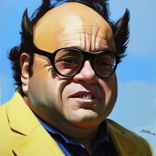 Prompt: greg manchess portrait painting of danny devito as wolverine, medium shot, asymmetrical, profile picture, organic painting, sunny day, matte painting, bold shapes, hard edges, street art, trending on artstation, by huang guangjian and gil elvgren and sachin teng